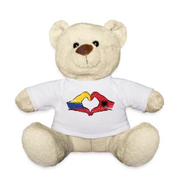 Colombie Albanie drapeau mains forme de coeur utilisé - Nounours - blanc - Devant