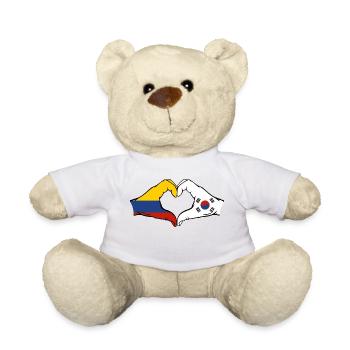 Colombia South Korea Flag Hands Heart Shape - Teddy Bear - white - Front