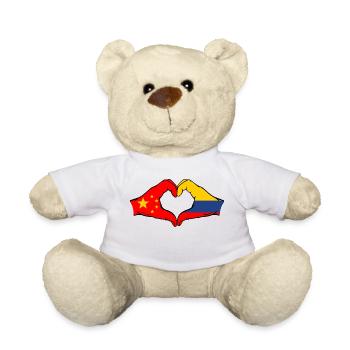 China Colombia Flag Hands Heart Shape - Teddy Bear - white - Front