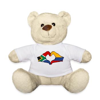 South Africa Colombia Flag Hands Heart Shape - Teddy Bear - white - Front