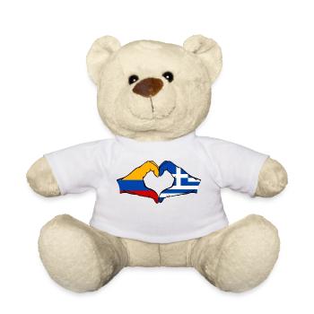Colombia Greece Flag Hands Heart Shape - Teddy Bear - white - Front