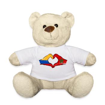 Kolumbien Marokko Flagge Hände Herzform used - Teddy - Weiß - Vorne