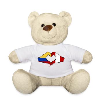 Kolumbien Peru Flagge Hände Herzform - Teddy - Weiß - Vorne