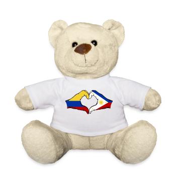 Kolumbien Philippinen Flagge Hände Herzform - Teddy - Weiß - Vorne