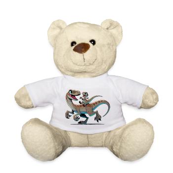 Velociraptor Mutter und Kind beim Herumtollen - Teddy - Weiß - Vorne