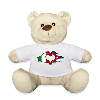 Italy Cuba Flag Hands Heart Shape Used - Teddy Bear - white - Front