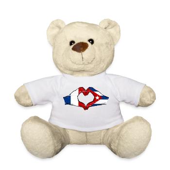 France Cuba Drapeau Mains Coeur Forme Utilisé - Nounours - blanc - Devant
