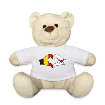 Belgien Südkorea Flagge Hände Herzform used - Teddy - Weiß - Vorne