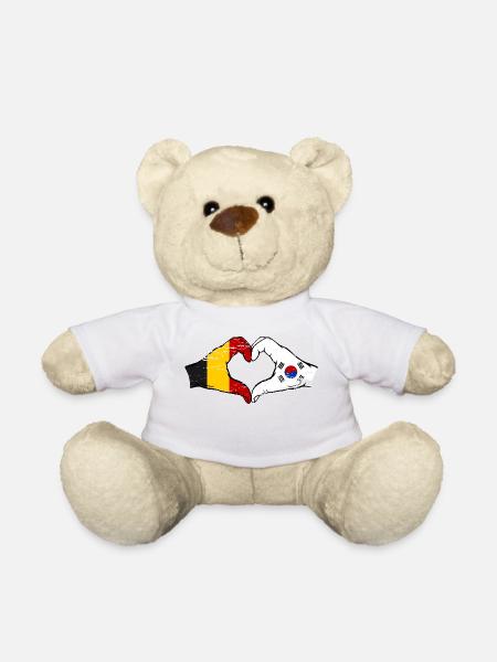Belgien Südkorea Flagge Hände Herzform used - Teddy - Weiß
