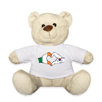 Irlande Corée du Sud Drapeau Mains Coeur Forme Utilisé - Nounours - blanc - Devant