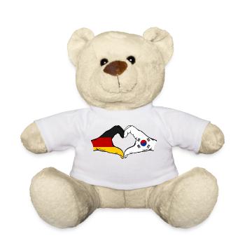 Allemagne Corée du Sud Drapeau Mains Coeur Forme - Nounours - blanc - Devant