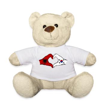 Albanien Südkorea Flagge Hände Herzform - Teddy - Weiß - Vorne