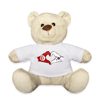 Tunisia South Korea Flag Hands Heart Shape Used - Teddy Bear - white - Front