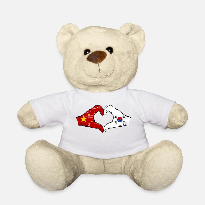 China Südkorea Flagge Hände Herzform used - Teddy - Weiß