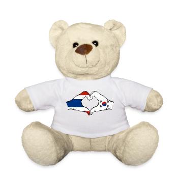 Thaïlande Corée du Sud Drapeau Mains Coeur Forme - Nounours - blanc - Devant