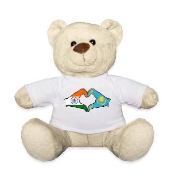Indien Kasachstan Flagge Hände Herzform - Teddy - Weiß - Vorne
