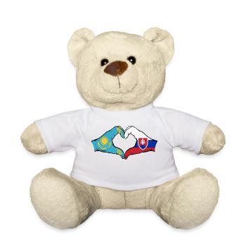 Kazakhstan Slovaquie Drapeau Mains Coeur Forme - Nounours - blanc - Devant