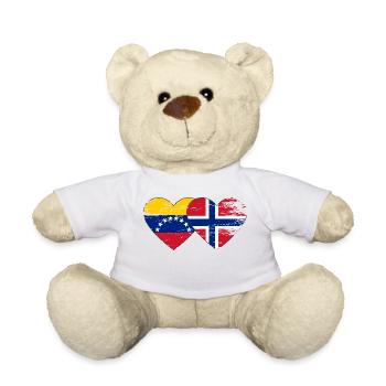 Venezuela Norway flag hands heart shape used - Teddy Bear - white - Front