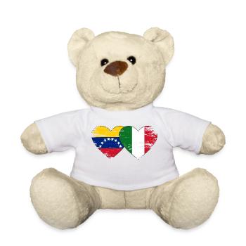 Venezuela Italy Flag Hands Heart Shape Used - Teddy Bear - white - Front