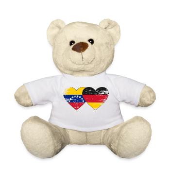 Venezuela Germany Flag Hands Heart Shape Used - Teddy Bear - white - Front