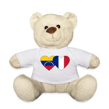 Venezuela France Flag Hands Heart Shape - Teddy Bear - white - Front