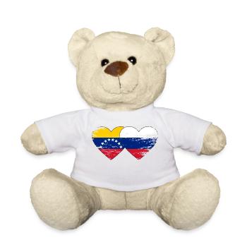 Venezuela Russia Flag Hands Heart Shape Used - Teddy Bear - white - Front