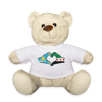 Kazakhstan Syria Flag Hands Heart Shape Used - Teddy Bear - white - Front
