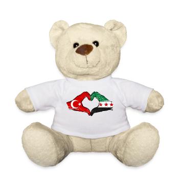 Türkei Syrien Flagge Hände Herzform used - Teddy - Weiß - Vorne