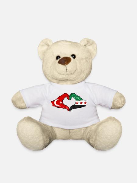 Türkei Syrien Flagge Hände Herzform used - Teddy - Weiß