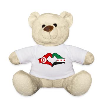 Tunesien Syrien Flagge Hände Herzform - Teddy - Weiß - Vorne