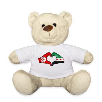 Tunisie Syrie Drapeau Mains Coeur Forme Utilisé - Nounours - blanc - Devant