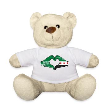 Saudi Arabia Syria Flag Hands Heart Shape Used - Teddy Bear - white - Front