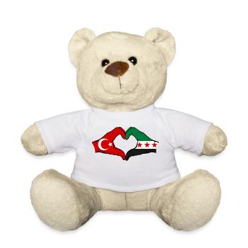 Türkei Syrien Flagge Hände Herzform - Teddy - Weiß - Vorne