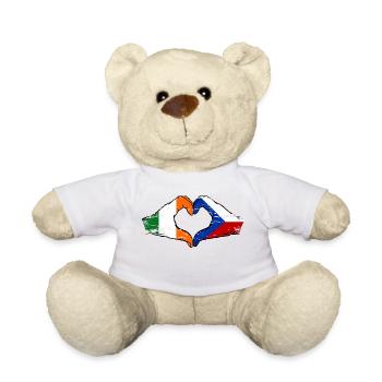 Irlande République tchèque drapeau mains coeur forme utilisé - Nounours - blanc - Devant