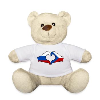 Russie République tchèque drapeau mains coeur forme - Nounours - blanc - Devant