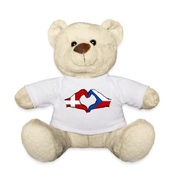 Dänemark Tschechien Flagge Hände Herzform - Teddy - Weiß - Vorne