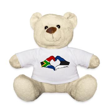 Südafrika Estland Flagge Hände Herzform - Teddy - Weiß - Vorne