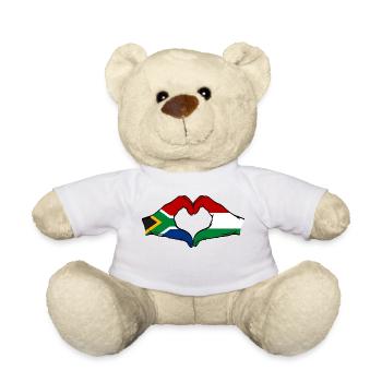 South Africa Hungary Flag Hands Heart Shape - Teddy Bear - white - Front