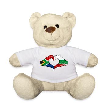 Afrique du Sud Bulgarie Drapeau Mains Coeur Forme Utilisé - Nounours - blanc - Devant