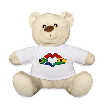 Afrique du Sud Ghana Drapeau Mains Coeur Forme - Nounours - blanc - Devant