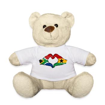 Afrique du Sud Ghana drapeau mains forme de coeur utilisé - Nounours - blanc - Devant