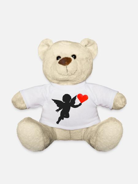 Angel heart, black - Teddy Bear - white