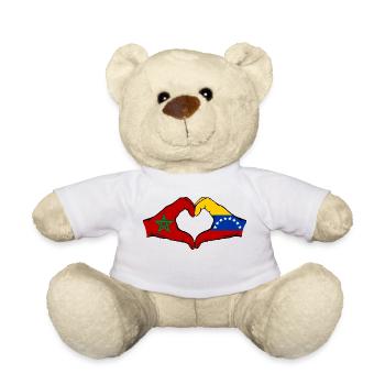 Morocco Venezuela Flag Hands Heart Shape - Teddy Bear - white - Front
