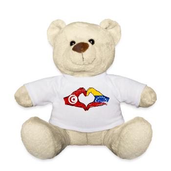 Tunisie Venezuela drapeau mains forme de coeur utilisé - Nounours - blanc - Devant