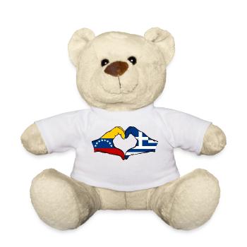 Venezuela Greece Flag Hands Heart Shape - Teddy Bear - white - Front