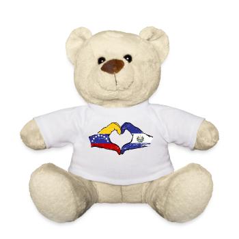 Venezuela El Salvador Flag Hands Heart Shape Used - Teddy Bear - white - Front
