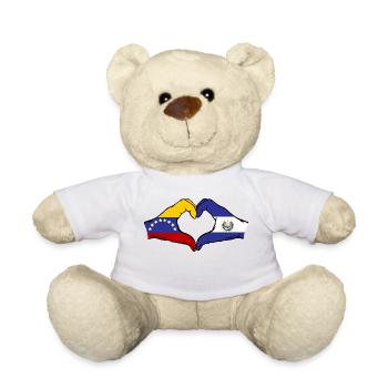 Venezuela El Salvador Drapeau Mains Coeur Forme - Nounours - blanc - Devant