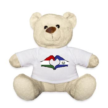 Hongrie El Salvador Drapeau Mains Coeur Forme - Nounours - blanc - Devant