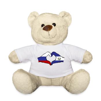 Russie El Salvador Drapeau Mains Coeur Forme - Nounours - blanc - Devant