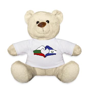 Bulgarie El Salvador Drapeau Mains Coeur Forme - Nounours - blanc - Devant